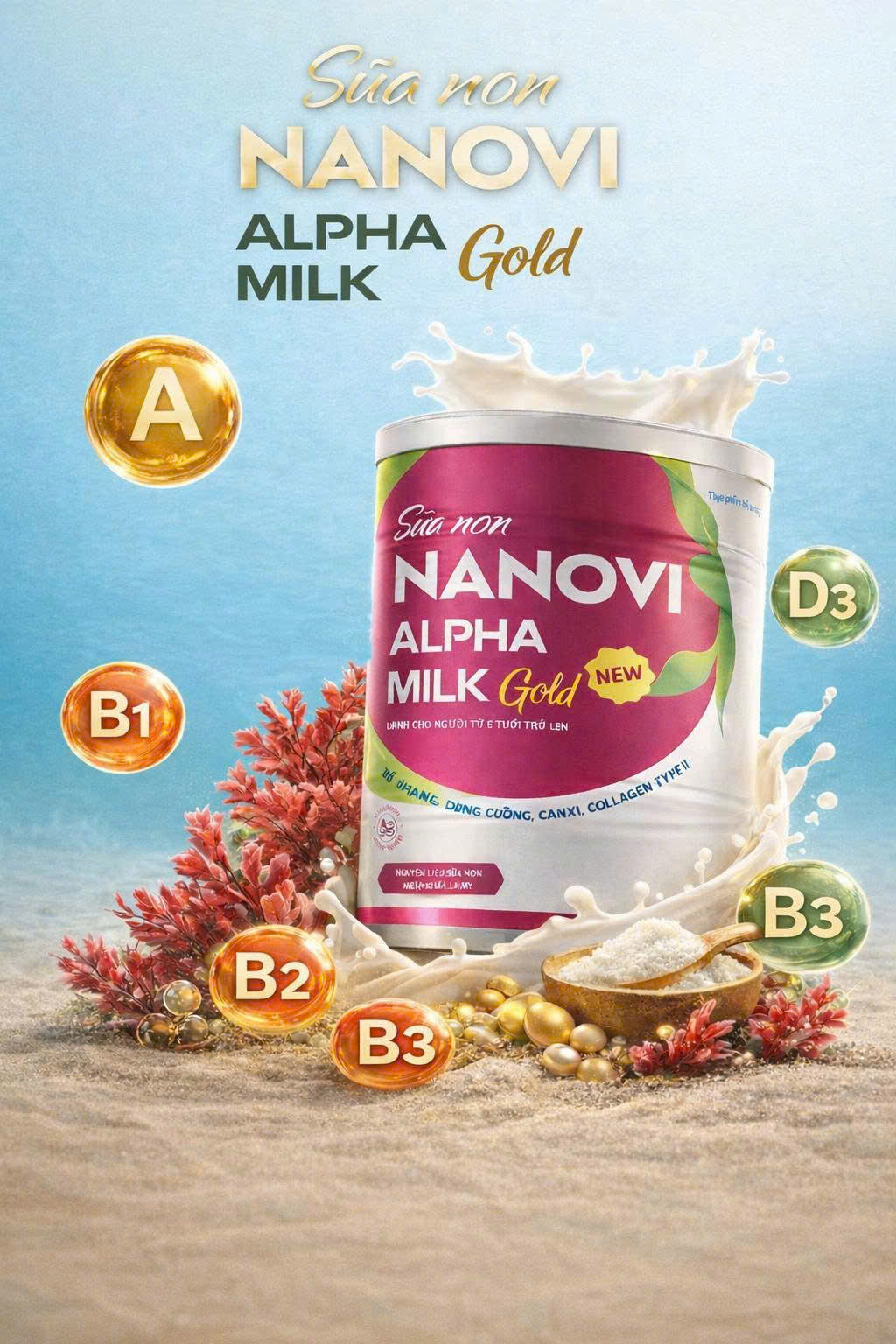 MUA LẺ 1 LON SỮA NON NANOVI ALPHA MILK GOLD 800G.
